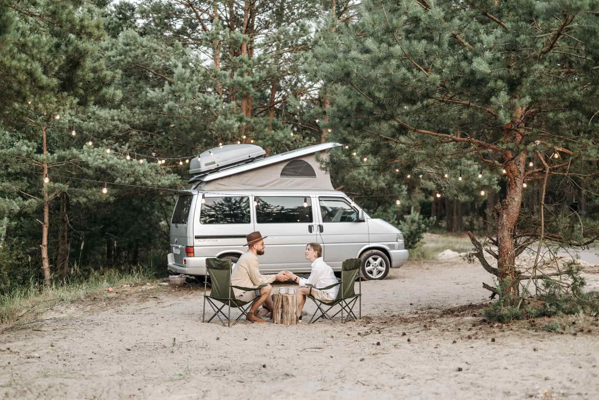 Camper entry step at a campsite